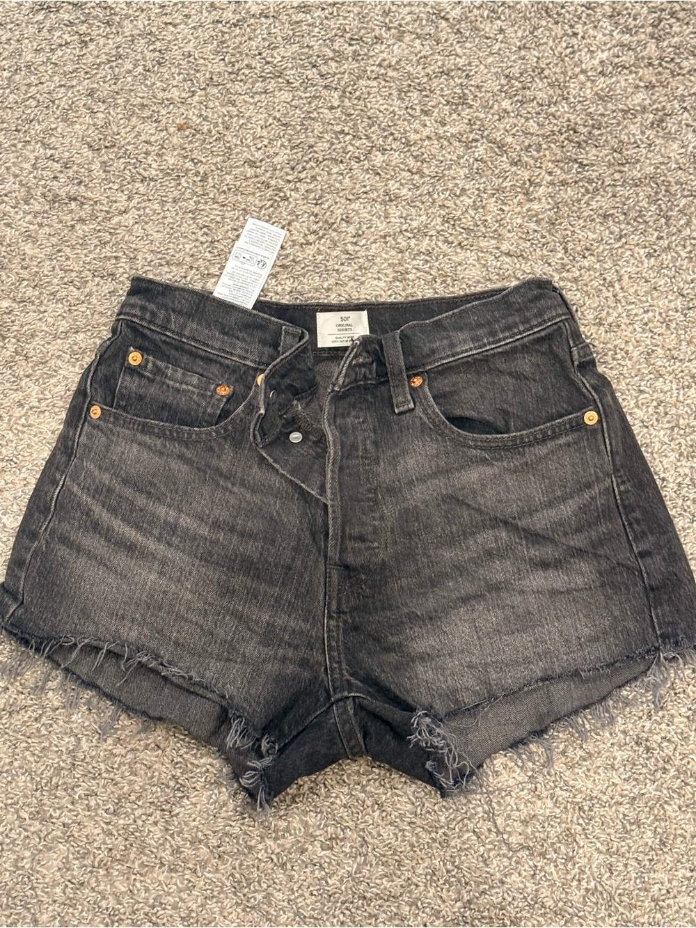Levi 501 High-Rise Black Denim Cutoff Shorts